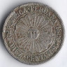 Монета 10 сентаво. 1880 год, Перу. Временный (переходный) выпуск.