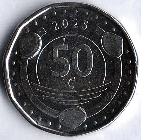 Монета 50 центов. 2025 год, Кюрасао.