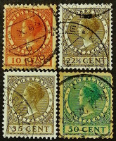 Набор марок (4 шт.). "Королева Вильгельмина". 1926-1939 годы, Нидерланды.