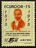 Почтовая марка. "Президент Мартинес Мера". 1975 год, Эквадор.