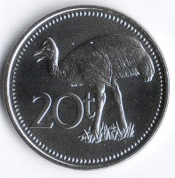 Монета 20 тойа. 2009 год, Папуа-Новая Гвинея.