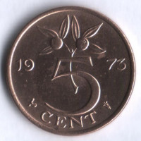 Монета 5 центов. 1973 год, Нидерланды.