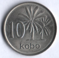Монета 10 кобо. 1988 год, Нигерия.