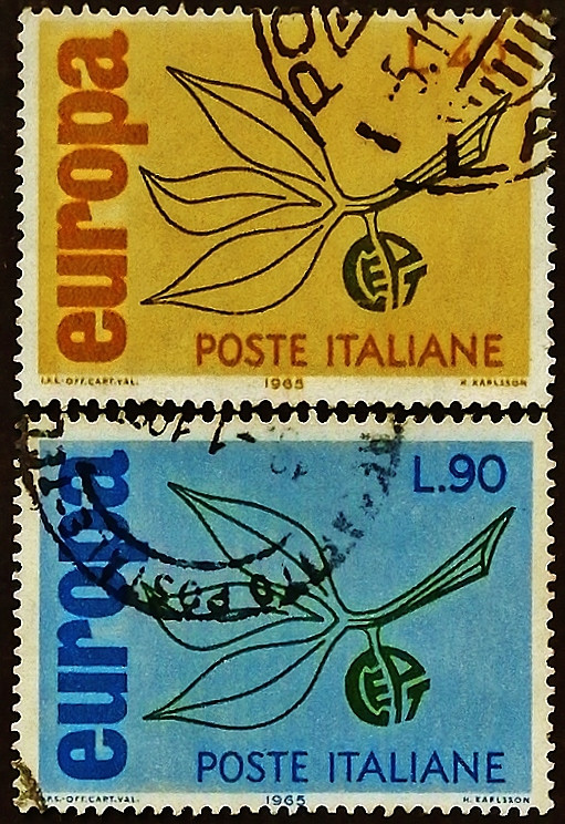 Набор почтовых марок (2 шт.). "Европа (C.E.P.T.)". 1965 год, Италия.