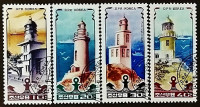Набор почтовых марок (4 шт.). "Маяки". 1985 год, КНДР.