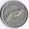 Монета 6 пенсов. 1937 год, Новая Зеландия.