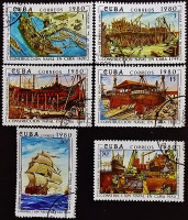 Набор почтовых марок (6 шт.). "История кубинского кораблестроения". 1980 год, Куба.