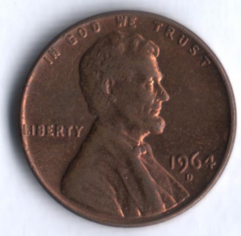 1 цент. 1964(D) год, США.