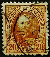 Почтовая марка (20 c.). "Великий герцог Адольф". 1893 год, Люксембург.