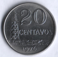 Монета 20 сентаво. 1976 год, Бразилия.