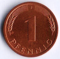 Монета 1 пфенниг. 1992(J) год, ФРГ.