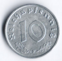 10 рейхспфеннигов. 1946 год (F), Третий Рейх (Союзническая оккупационная администрация).