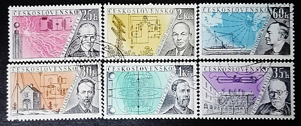 Набор почтовых марок  (6 шт.). "Изобретатели радио". 1959 год, Чехословакия.