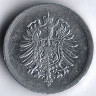 Монета 1 пфенниг. 1917 год, Германская империя.