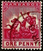 Почтовая марка (1 p.). "Образ колонии". 1892 год, Барбадос.