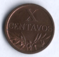 Монета 10 сентаво. 1958 год, Португалия.