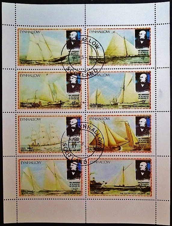 Блок марок (8 шт.). "Парусники". Святой остров Шотландия.