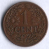 Монета 1 цент. 1944 год, Кюрасао.