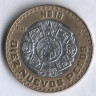 Монета 10 новых песо. 1993 год, Мексика.