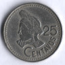 Монета 25 сентаво. 1987 год, Гватемала.