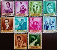 Набор марок (10 шт.). "Художники - Дж. Ромеро де Торрес". 1965 год, Испания. Набор марок (10 шт.). "Художники - Дж. Ромеро де Торрес". 1965 год, Испания.