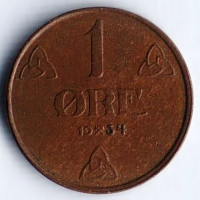Монета 1 эре. 1934 год, Норвегия.