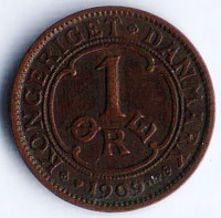 Монета 1 эре. 1909 год, Дания. VBP;GJ.