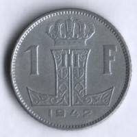 Монета 1 франк. 1942 год, Бельгия (Belgique-Belgie).