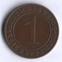 Монета 1 рейхспфенниг. 1935 год (A), Веймарская республика.