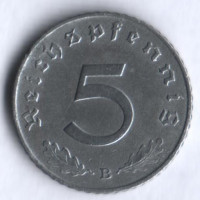 Монета 5 рейхспфеннигов. 1941 год (B), Третий Рейх.