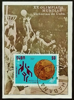 Мини-блок. "Летние Олимпийские игры - Мюнхен`1972 (медали)". 1973 год, Куба.