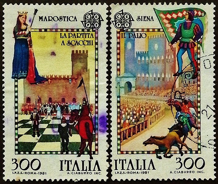 Набор почтовых марок (2 шт.). "Европа (C.E.P.T.)". 1981 год, Италия.