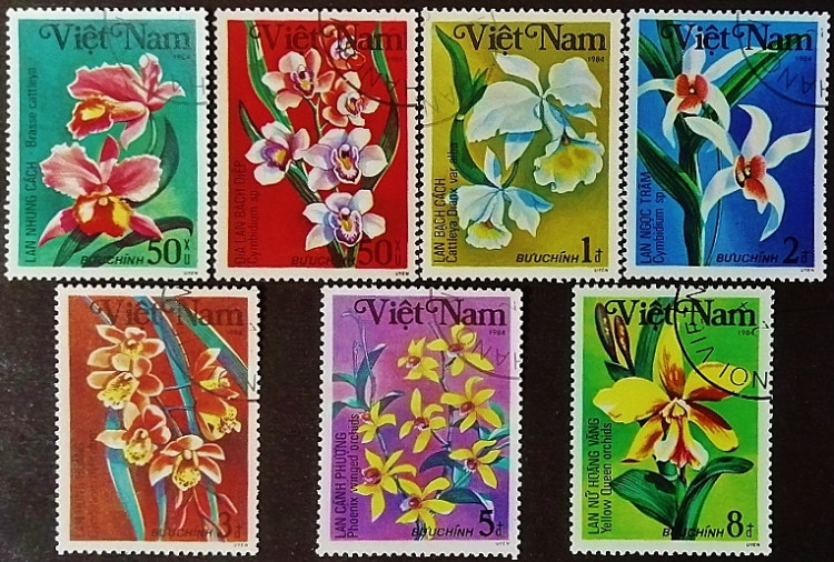 Набор почтовых марок (7 шт.). "Орхидеи (I)". 1984 год, Вьетнам.