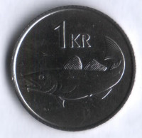 Монета 1 крона. 1981 год, Исландия.