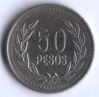 Монета 50 песо. 1994 год, Колумбия.