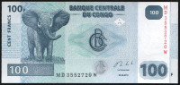Банкнота 100 франков. 2013 год, Конго.