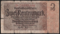 Бона 2 рентенмарки. 1923(37) год "D", Веймарская республика.