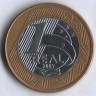 Монета 1 реал. 2007 год, Бразилия.