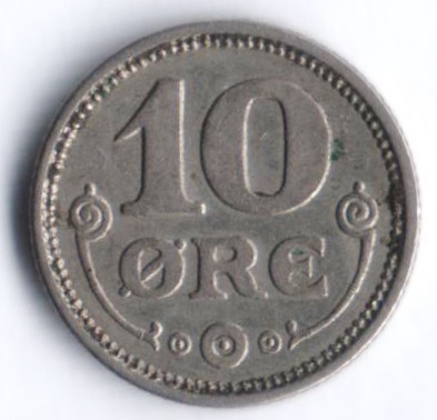 Монета 10 эре. 1920 год, Дания. HCN;GJ.