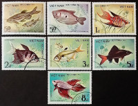 Набор почтовых марок (7 шт.). "Декоративные рыбки". 1984 год, Вьетнам.