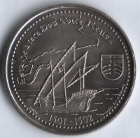 Монета 200 эскудо. 2000 год, Португалия. Открытие земли Кортириалов.