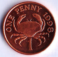 Монета 1 пенни. 1998 год, Гернси.