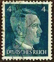 Почтовая марка (4 rpf.). "Адольф Гитлер". 1941 год, Германский рейх.