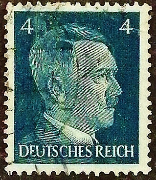Почтовая марка (4 rpf.). "Адольф Гитлер". 1941 год, Германский рейх.