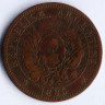 Монета 2 сентаво. 1885 год, Аргентина.