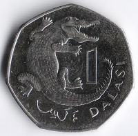 Монета 1 даласи. 2014 год, Гамбия.