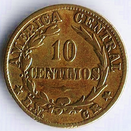 Монета 10 сентимо. 1942(sj) год, Коста-Рика.