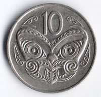 Монета 10 центов. 1976 год, Новая Зеландия.