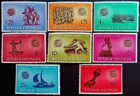 Набор марок (8 шт.). "Спортивные игры "GANEFO", Джакарта`1963". 1963 год, Индонезия.