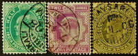 Набор почтовых марок (3 шт.). "Король Эдуард VII". 1902-1906 годы, Британская Индия.